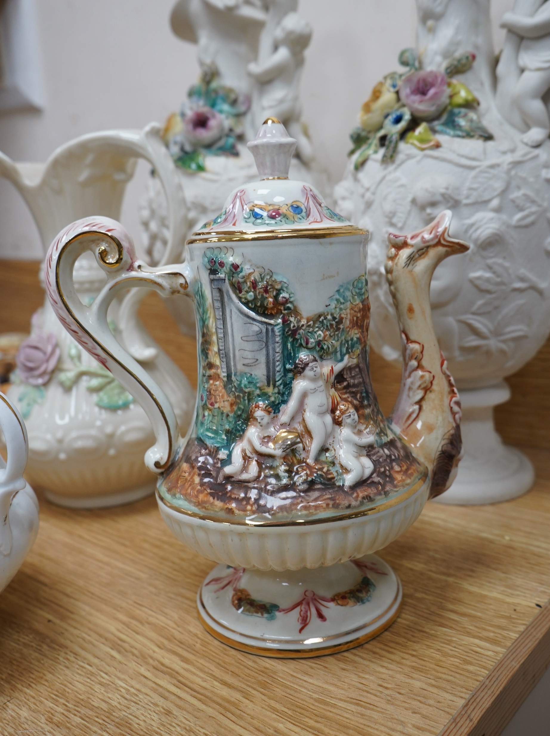 A group of continental ceramics to include Belleek, Copenhagen, Worcester, Goss, Doulton etc. Condition - varies